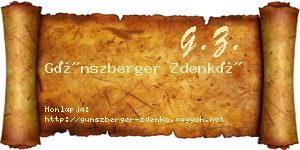 Günszberger Zdenkó névjegykártya